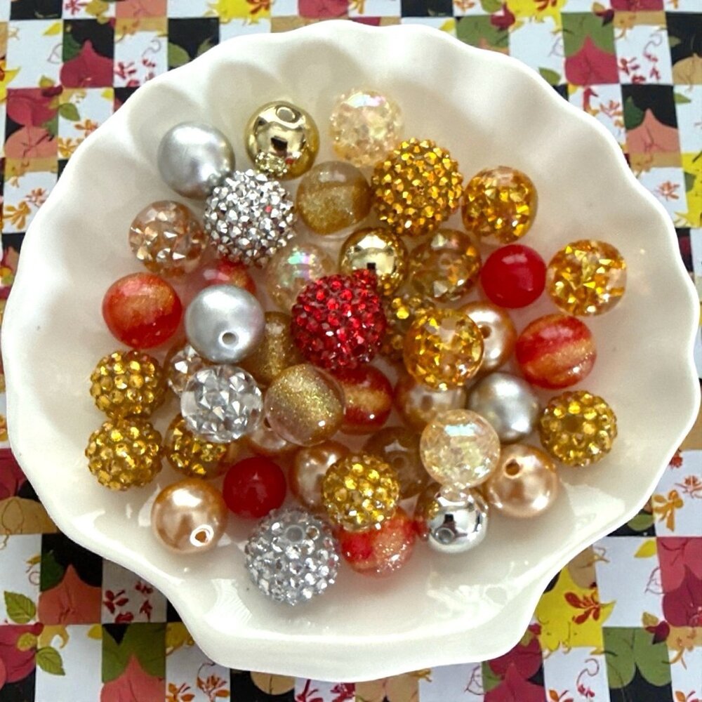 Lot Of 40 Beads For Beadable Pens-Autumn Mix